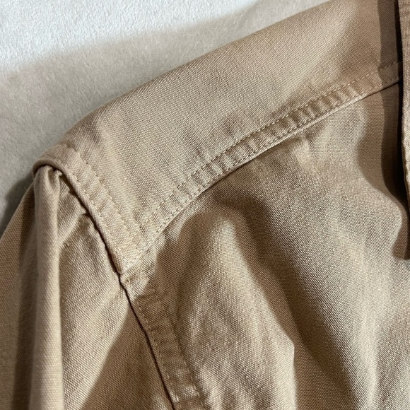 L.L. Bean Large Made in USA Vintage Duck Camo Canvas Khaki Shirt Workwear EUC - Picture 4 of 14